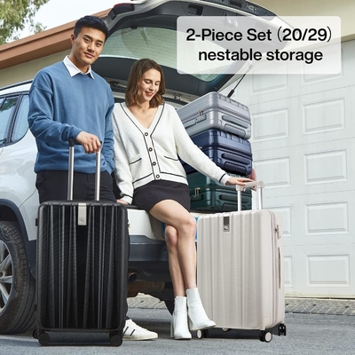 Set 2 Piece Bawa Bagasi Dengan Roda PC Hard Shell Baju Ringan Terdaftar Tsa Baju Besar Baju Perjalanan