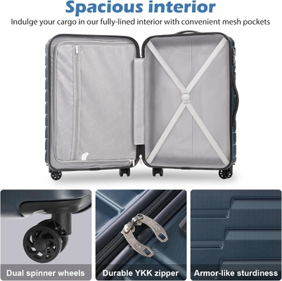Koper PC ABS TSA Bagasi 3 Piece Set Kunci Spinner Bawa (biru Teal)