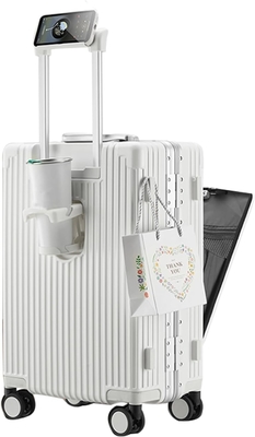20in Aluminium Frame Hardside Spinner Wheel Baggage, Dibangun-di kunci TSA Bawa di koper, dengan Cup Holder &amp; USB Port