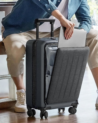 Bagasi 22 X 14 X 9 Maskapai Penerbangan Disetujui, Bagasi 20 inci dengan kompartemen laptop depan, Roda Spinner Ganda, PC Hardsided