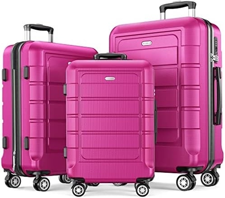 Set bagasi PC+ABS yang dapat diperluas koper tahan lama roda ganda kunci TSA 3 pcs anggur merah