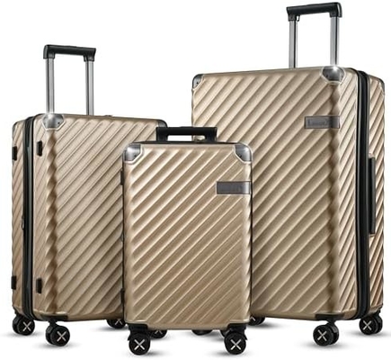 Bagasi 22x14x9 Penerbangan Disetujui - 35L Polikarbonat Expandable Hard Shell Baju dengan Spinner Roda (Hitam, 20 Inci)