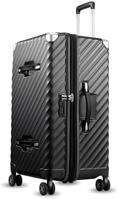 Bagasi 22x14x9 Penerbangan Disetujui - 35L Polikarbonat Expandable Hard Shell Baju dengan Spinner Roda (Hitam, 20 Inci)