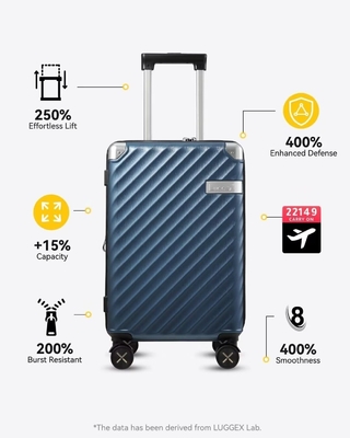 Bagasi 22x14x9 Penerbangan Disetujui - 35L Polikarbonat Expandable Hard Shell Baju dengan Spinner Roda (Hitam, 20 Inci)