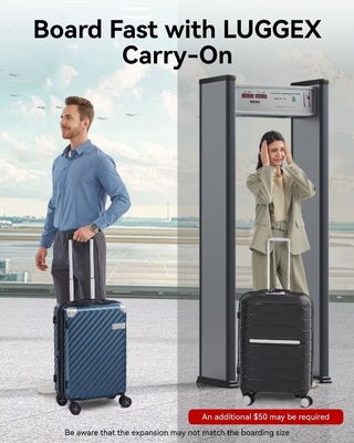 Bagasi 22x14x9 Penerbangan Disetujui - 35L Polikarbonat Expandable Hard Shell Baju dengan Spinner Roda (Hitam, 20 Inci)