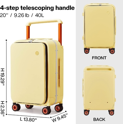 Luggage Wide Handle Luxury Design Rolling Travel Suitcase PC Hardside dengan Frame Aluminium Hollow Spinner Wheels,