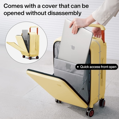 Luggage Wide Handle Luxury Design Rolling Travel Suitcase PC Hardside dengan Frame Aluminium Hollow Spinner Wheels,