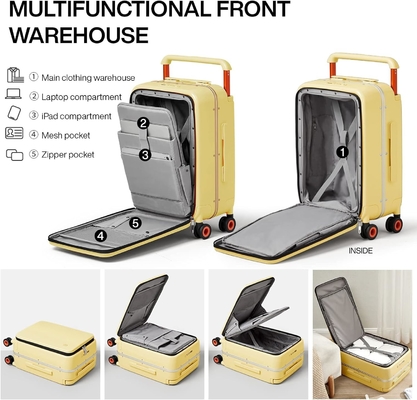 Luggage Wide Handle Luxury Design Rolling Travel Suitcase PC Hardside dengan Frame Aluminium Hollow Spinner Wheels,