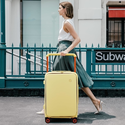 Luggage Wide Handle Luxury Design Rolling Travel Suitcase PC Hardside dengan Frame Aluminium Hollow Spinner Wheels,