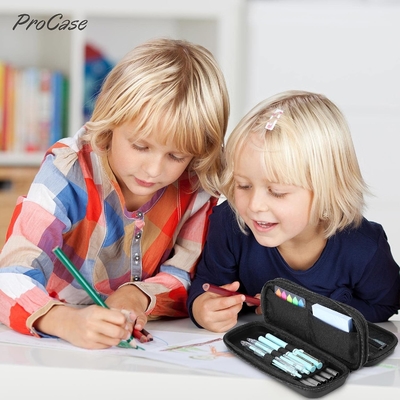 ProCase Pen Pencil Case, 2-Layer EVA Zipper Pencil Box Pouch Kapasitas Besar Penyelenggara Penyimpanan Alat tulis untuk Sekolah