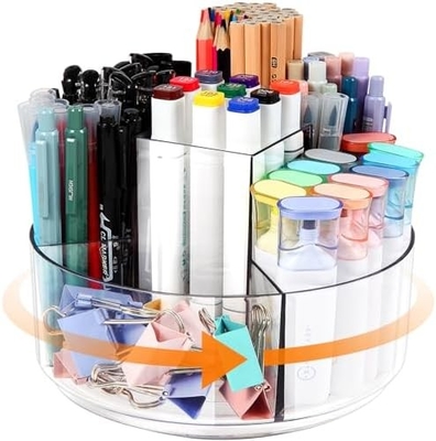 5 Slot 360-Degree Spinning Acrylic Pen Holder untuk Meja, Pemegang Marker Caddy Art Supply Organizer Pen Organizer untuk Meja