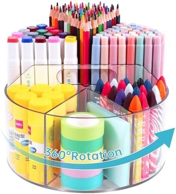 5 Slot 360-Degree Spinning Acrylic Pen Holder untuk Meja, Pemegang Marker Caddy Art Supply Organizer Pen Organizer untuk Meja