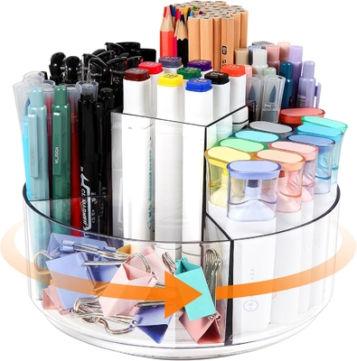 5 Slot 360-Degree Spinning Acrylic Pen Holder untuk Meja, Pemegang Marker Caddy Art Supply Organizer Pen Organizer untuk Meja