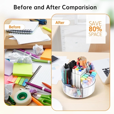 5 Slot 360-Degree Spinning Acrylic Pen Holder untuk Meja, Pemegang Marker Caddy Art Supply Organizer Pen Organizer untuk Meja