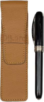 Single Pen Case Holder Sleeve tebal Buffalo Full Grain Kulit (Buffalo Cahaya Tan)