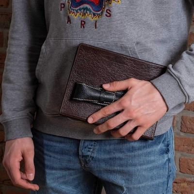 Single Pen Case Holder Sleeve tebal Buffalo Full Grain Kulit (Buffalo Cahaya Tan)