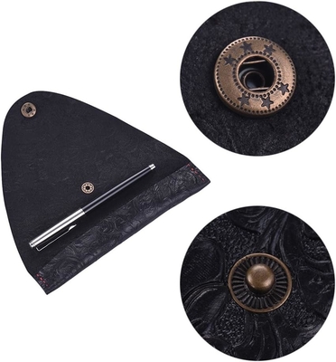 Vintage Handmade Kulit Single Pen Case Holder Kulit sapi Fountain Pen Sleeve Roll Wrap Pen Pouch (hitam Ukiran)