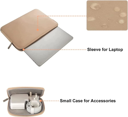 Laptop Sleeve Kompatibel dengan MacBook Air/Pro, 13-13.3 inci Notebook, Neoprene Bag dengan Case Kecil, Apricot