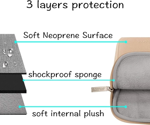 Laptop Sleeve Kompatibel dengan MacBook Air/Pro, 13-13.3 inci Notebook, Neoprene Bag dengan Case Kecil, Apricot