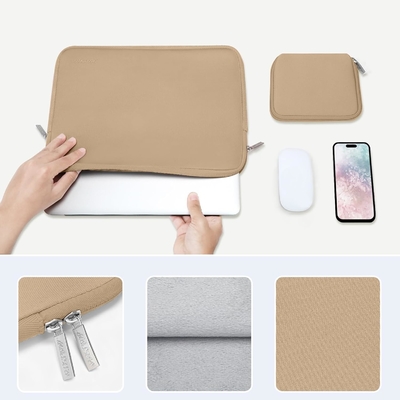 Laptop Sleeve Kompatibel dengan MacBook Air/Pro, 13-13.3 inci Notebook, Neoprene Bag dengan Case Kecil, Apricot