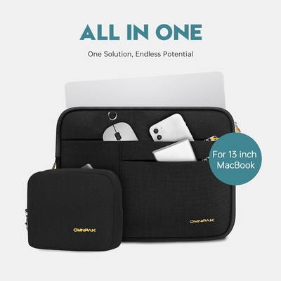 Cocok untuk,MacBook Pro 13-14 inci, PET daur ulang laptop membawa tas dengan pegangan dan saku aksesori