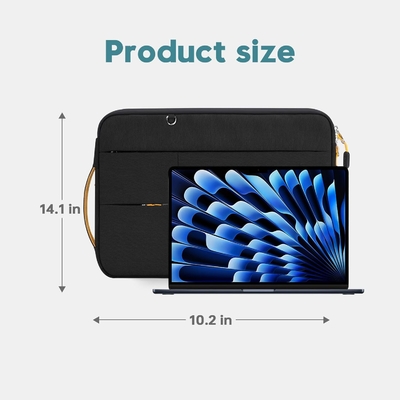 Cocok untuk,MacBook Pro 13-14 inci, PET daur ulang laptop membawa tas dengan pegangan dan saku aksesori