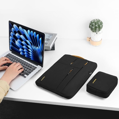 Cocok untuk,MacBook Pro 13-14 inci, PET daur ulang laptop membawa tas dengan pegangan dan saku aksesori
