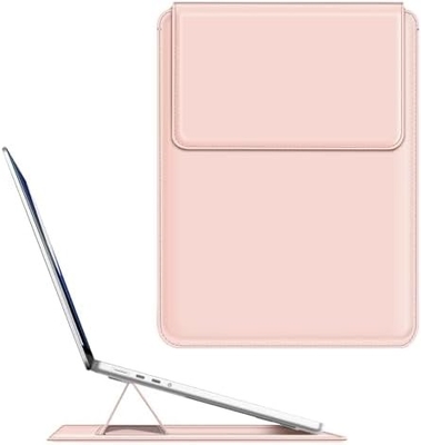 Kasus laptop MacBook Air 13.6M3 M2 A3113 A2681/MacBook Pro 14 A2992-PU Tutup tas kulit tipis dengan fungsi berdiri, cokelat