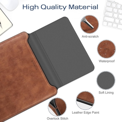 Kasus laptop MacBook Air 13.6M3 M2 A3113 A2681/MacBook Pro 14 A2992-PU Tutup tas kulit tipis dengan fungsi berdiri, cokelat