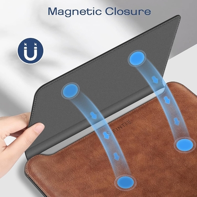 Kasus laptop MacBook Air 13.6M3 M2 A3113 A2681/MacBook Pro 14 A2992-PU Tutup tas kulit tipis dengan fungsi berdiri, cokelat