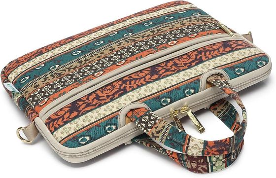Tas laptop yang dirancang untuk laptop 12,5 hingga 14 inci dengan kain kanvas cetak interior yang dibungkus dan beberapa pilihan membawa