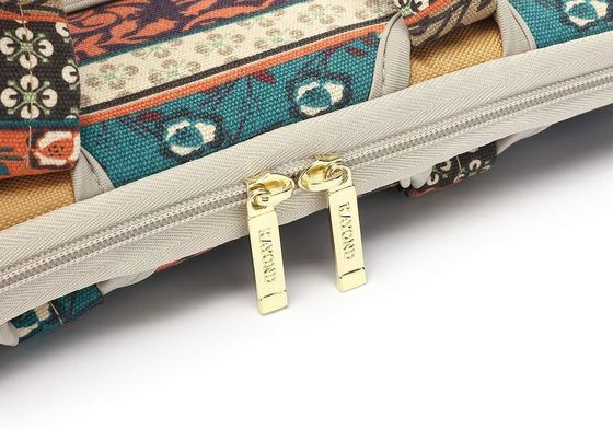 Tas laptop yang dirancang untuk laptop 12,5 hingga 14 inci dengan kain kanvas cetak interior yang dibungkus dan beberapa pilihan membawa