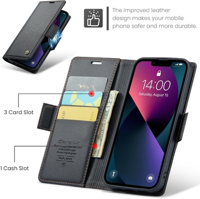 QLTYPRI Penutup Dompet untuk iPhone 13/14, pemegang slot kartu kredit untuk perlindungan tahan kejut dari casing telepon