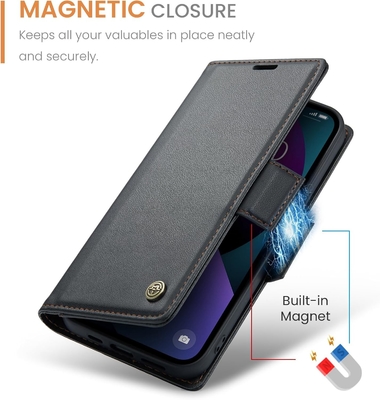 QLTYPRI Penutup Dompet untuk iPhone 13/14, pemegang slot kartu kredit untuk perlindungan tahan kejut dari casing telepon