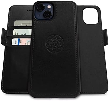 iPhone 13 Kasus dompet / Kasus kejut 2 dalam 1 dan set kulit vegan yang bisa dilepas, kompatibel dengan MagSafe, dilindungi RFID