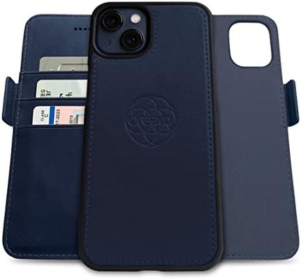 iPhone 13 Kasus dompet / Kasus kejut 2 dalam 1 dan set kulit vegan yang bisa dilepas, kompatibel dengan MagSafe, dilindungi RFID
