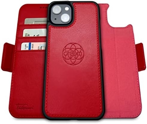iPhone 13 Kasus dompet / Kasus kejut 2 dalam 1 dan set kulit vegan yang bisa dilepas, kompatibel dengan MagSafe, dilindungi RFID