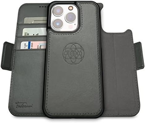 iPhone 13 Kasus dompet / Kasus kejut 2 dalam 1 dan set kulit vegan yang bisa dilepas, kompatibel dengan MagSafe, dilindungi RFID
