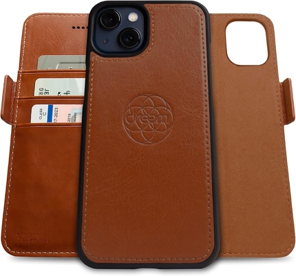 iPhone 13 Kasus dompet / Kasus kejut 2 dalam 1 dan set kulit vegan yang bisa dilepas, kompatibel dengan MagSafe, dilindungi RFID