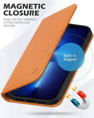 Kasus dompet kulit lipat Segel magnetik Pengendali slot kartu RFID Kasus yang dilindungi sepenuhnya kompatibel dengan iPhone 13