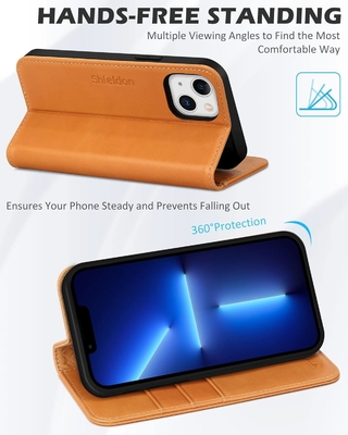 Kasus dompet kulit lipat Segel magnetik Pengendali slot kartu RFID Kasus yang dilindungi sepenuhnya kompatibel dengan iPhone 13
