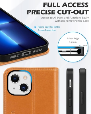 Kasus dompet kulit lipat Segel magnetik Pengendali slot kartu RFID Kasus yang dilindungi sepenuhnya kompatibel dengan iPhone 13