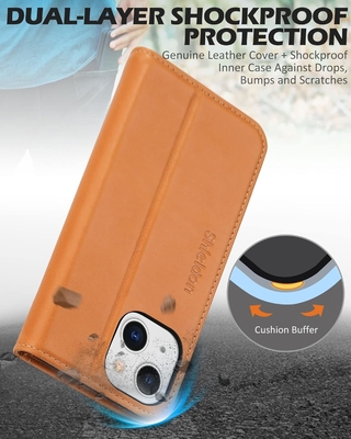 Kasus dompet kulit lipat Segel magnetik Pengendali slot kartu RFID Kasus yang dilindungi sepenuhnya kompatibel dengan iPhone 13