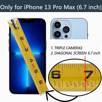 Pemegang kartu dengan iPhone 13 Pro Max, pemegang cincin berputar 360 °, pemegang kulit slot kartu kasus, tutup tahan guncangan RFID,