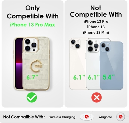 iPhone 13Pro Max 6,7 &quot;, dompet dengan pemegang kartu, kulit pelindung dengan pemegang cincin,