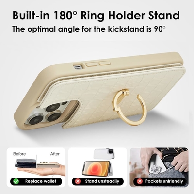 iPhone 13Pro Max 6,7 &quot;, dompet dengan pemegang kartu, kulit pelindung dengan pemegang cincin,