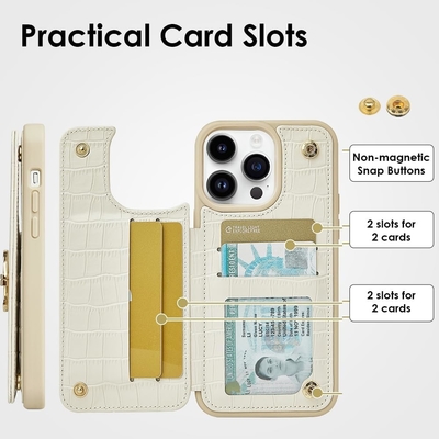 iPhone 13Pro Max 6,7 &quot;, dompet dengan pemegang kartu, kulit pelindung dengan pemegang cincin,