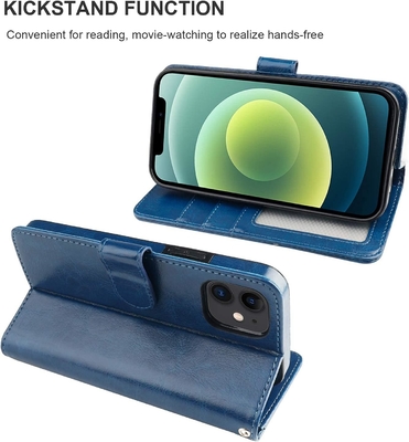 Kompatibel dengan iPhone 12 / Pro dompet kasus dengan pemegang kartu PU kulit berdiri shock-proof tali pergelangan tangan clamshell 6,1 inci
