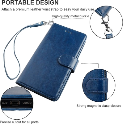 Kompatibel dengan iPhone 12 / Pro dompet kasus dengan pemegang kartu PU kulit berdiri shock-proof tali pergelangan tangan clamshell 6,1 inci