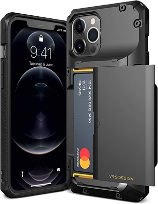 Untuk iPhone 12 Pro Max dengan [4 kartu]Slot dompet kartu kredit solid premium untuk iPhone 12 Pro Max 6,7 inci